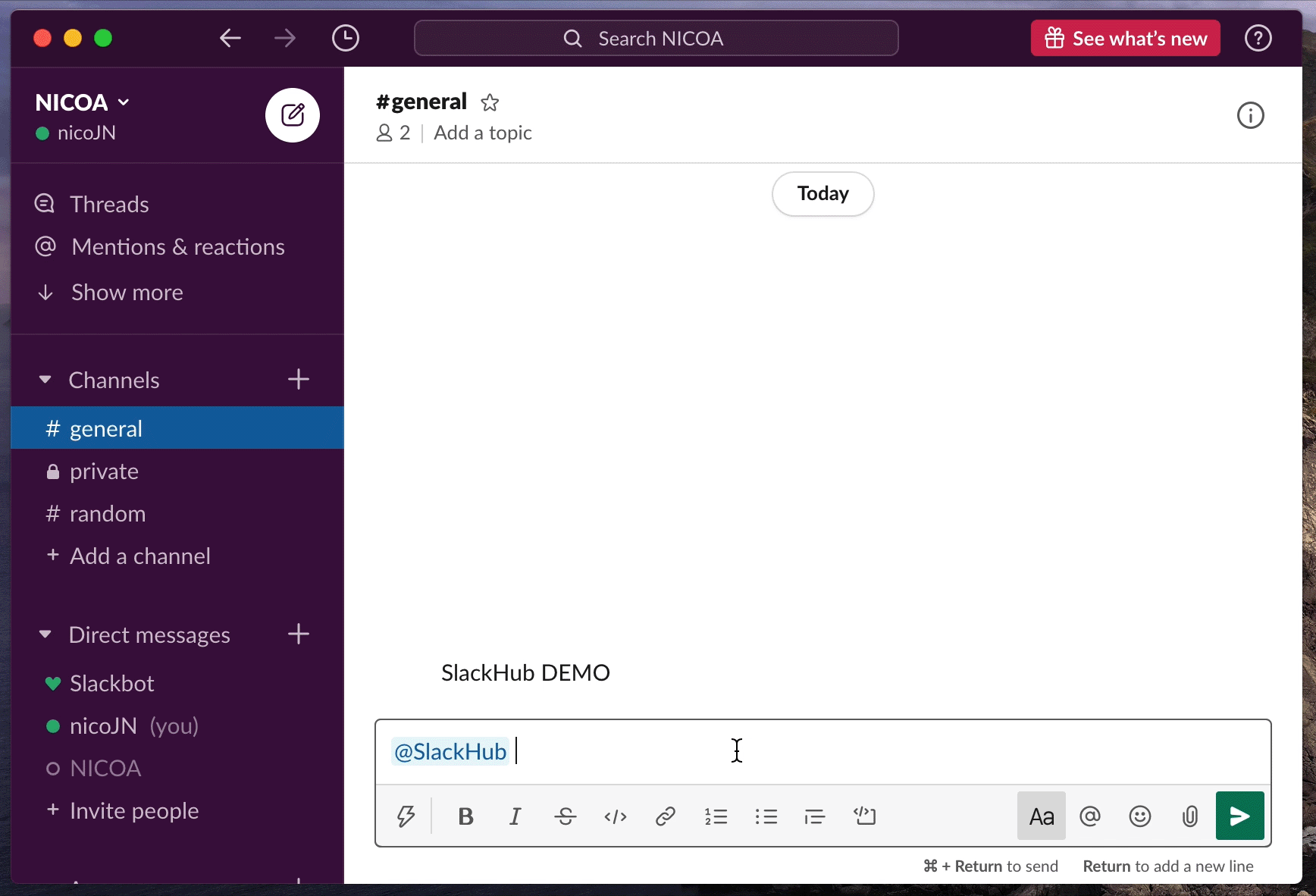 slackhubのDEMO